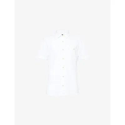 Paige Mens  Carillo Short-sleeve Cotton Shirt In Fresh White