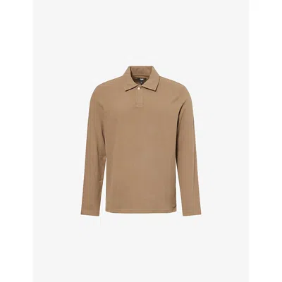Paige Mens Highlands Hammond Knitted Cotton Polo Shirt In Brown