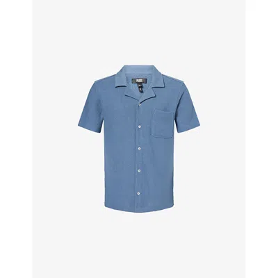 Paige Mens Lakeside Oliver Short-sleeve Cotton-blend Shirt In Blue