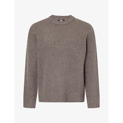 Paige Mens Matsuda Crew-neck Merino-wool Jumper Dark Heather Grey In Black