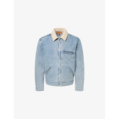 Paige Mens Moby Laughlin Zip-up Denim Jacket In Blue