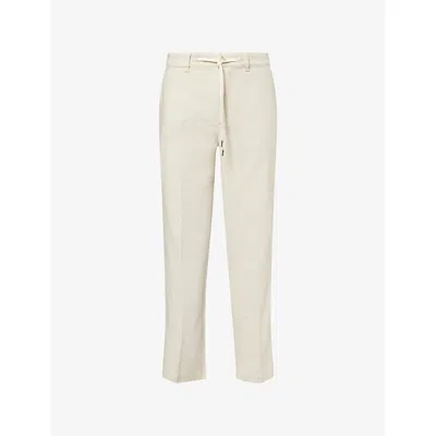 Paige Mens Natural Tiano Straight-leg Linen-blend Trousers In Brown