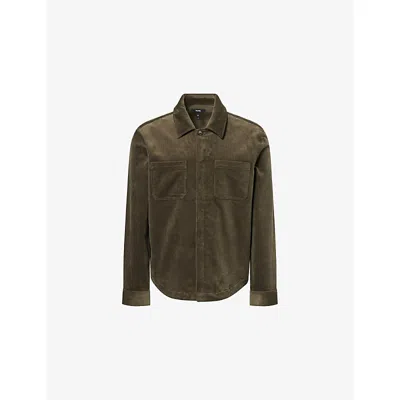 Paige Mens Olive Branch Jace Patch-pocket Cotton-corduroy Jacket In Green