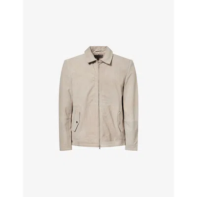 Paige Mens Sandstone Jetson Braided-texture Suede Jacket In Neutral