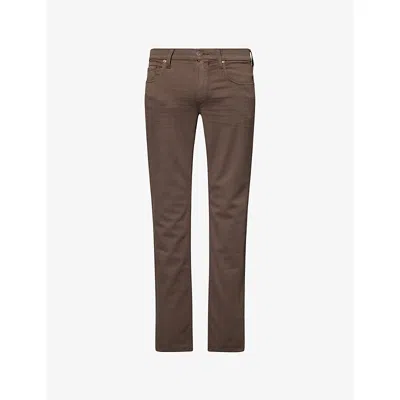 Paige Mens Lennox Slim-fit Stretch-woven Jeans Vintage Deep Oak In Brown