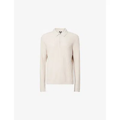 Paige Mens  Selwyn Waffle Knitted Polo Top In White