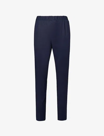 Paige Mens Dark Horizon Snider Elasticated-waistband Tapered-leg Regular-fit Stretch-woven Trousers In Blue