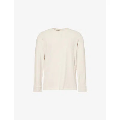 Paige Mens  Suiza Ribbed Cotton-blend Top In Rye Flour