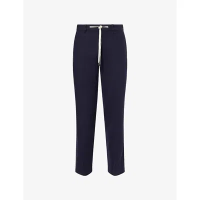 Paige Mens Deep Anchor Tiano Straight-leg Linen-blend Trousers In Black
