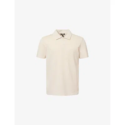 Paige Mens Pale Khaki Combo Demille Short-sleeve Cotton Polo Top In White