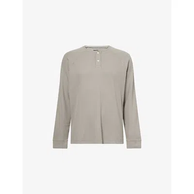Paige Mens Abaroa Cotton-blend Henley Top Rhino Xl In Gray