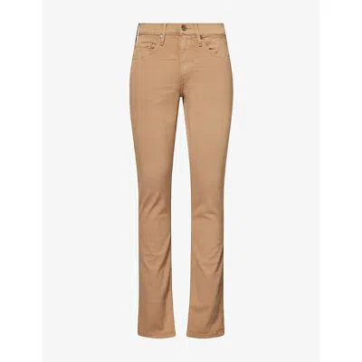 Paige Mens Slim-fit Federal Woven Trousers Sable In Brown