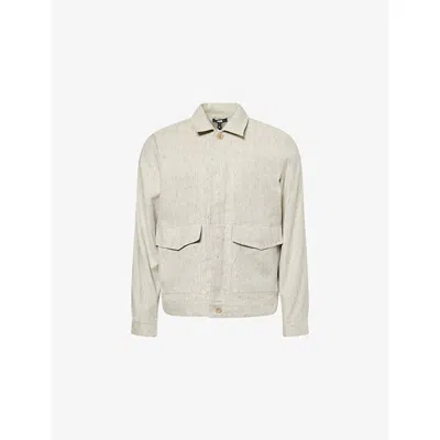 Paige Mens  Jerico Melange Stretch-cotton And Linen Woven Blend Jacket In Sand