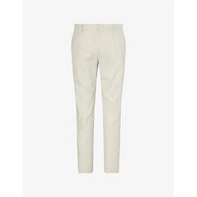 Paige Mens Stucco Melange Shultz Pleated Cotton-linen Blend Trousers In Sand