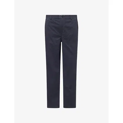 Paige Mens True Navy Eberton Tapered-leg Stretch-cotton Trousers In Blue