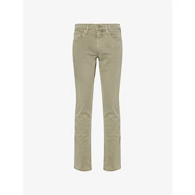 Paige Mens Vintage Oak Moss Normandie Straight-leg Stretch-denim Jeans