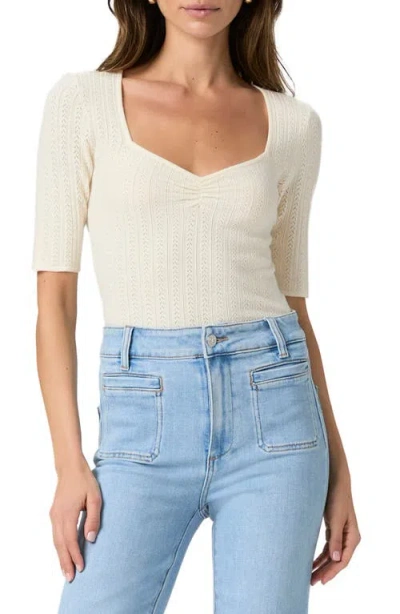 Paige Merril Pointelle Top In White