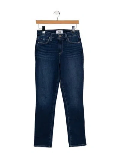 Pre-owned Paige Mid-rise Straight Leg Jeans In Blue