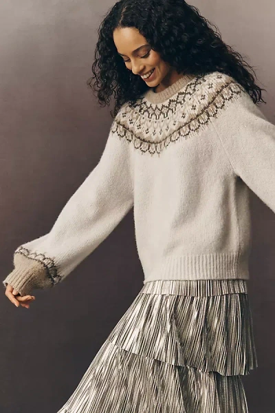 Paige Misha Crew-neck Wool-blend Sweater In White