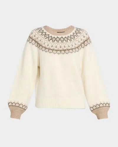 Paige Womens Ivory Multi Misha Fair Isle Knitted Jumper In Brown