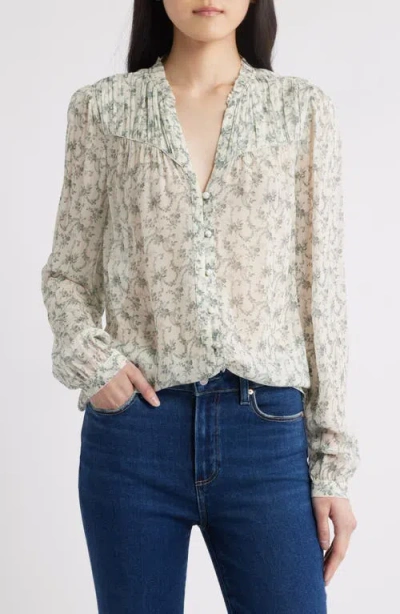 Paige Monika Floral Long Sleeve Shirt In Gray