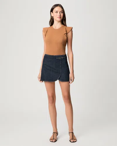 Paige Montanna Mini Jean Skirt In La Mirada In Brown