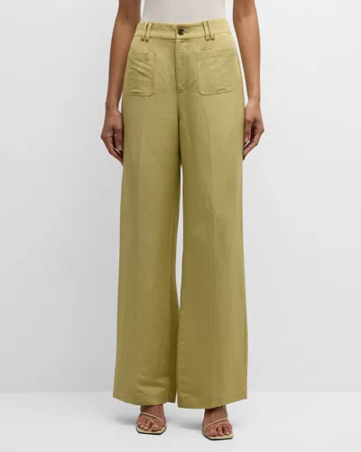 Paige Montauk Wide-leg Pants In Pale Olive