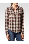 Paige Mya Long Sleeve Button Down Plaid Shirt In Brown In Brown