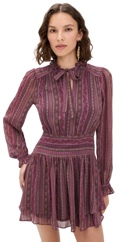 Paige Nantes Dress Deep Mauve Multi In Brown