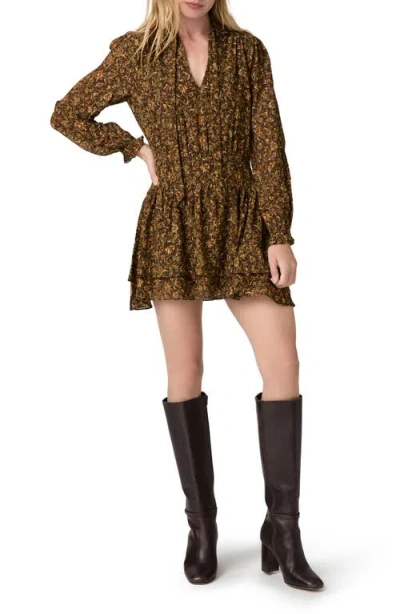Paige Nantes Metallic Silk Chiffon Minidress In Hickory Multi