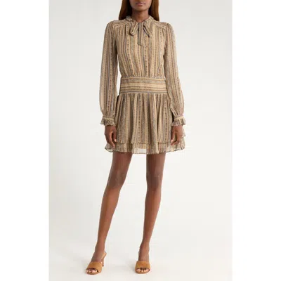 Paige Nantes Mixed Print Long Sleeve Silk Chiffon Dress In Neutral