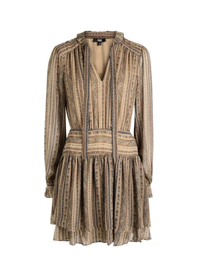 Paige Nantes Patterned Silk-chiffon Mini Dress In Brown