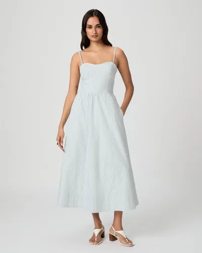 Paige Natalee Stripe Sleeveless Midi Dress In Blue