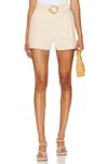Paige Neva Belted High Rise Shorts In Beige