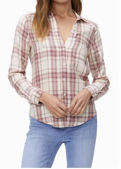 Paige Neve Plaid Longsleeves In Cream Mauve Multi