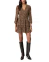 Paige Nicolo Print Long Sleeve Silk Minidress In Brown