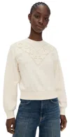 Paige Nimona Lace Trim Sweatshirt In White