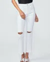 Paige Noella High Rise Relaxed Straight Leg Jean In Soft Ecru Destructed In Multi