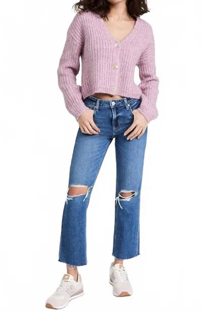 Paige Noella Mid Rise Straight Leg Jeans In Sledge Destructed In Blue