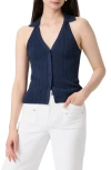 Paige Womens Noellia Ribbed Cotton-blend Knitted Tank Top Navy Xs In Blue
