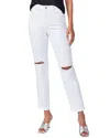 PAIGE PAIGE NOELLA SOFT ECRU DESTRUCTED HIGH-RISE RELAXED STRAIGHT LEG JEAN
