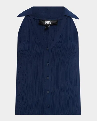PAIGE NOELLIA PLEATED KNIT POLO TANK TOP