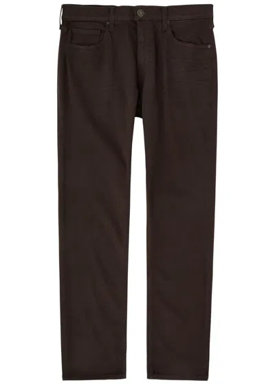 Paige Normandie Straight-leg Stretch-denim Jeans In Brown