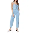 Paige November Lace Up Crop Jumpsuit In Blue In Blue