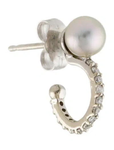 Pre-owned Paige Novick 14k Pearl & Diamond Single Stud Earring In Multi