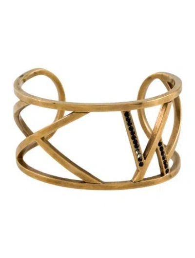 Pre-owned Paige Novick Crystal Wide Cuff, 6.5" In Black