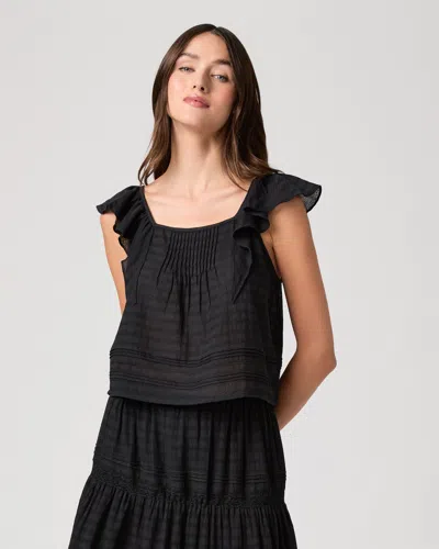 Paige Oaks Pintuck Ruffle Top In Black