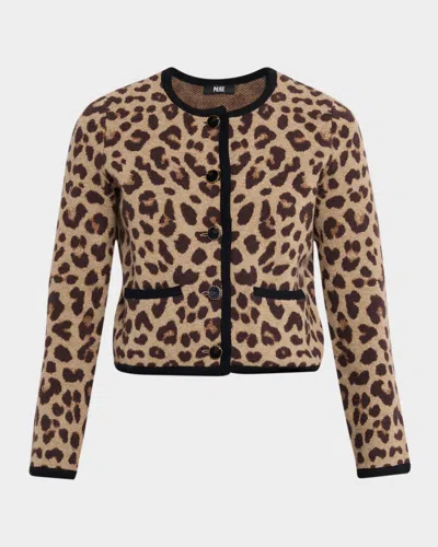 Paige Oberon Leopard Spot Crop Merino Wool Cardigan In Multi