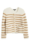 Paige Oberon Striped Cotton-blend Cardigan In Ivory/biscotti