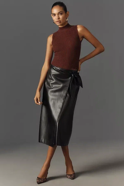 Paige Ogden Faux-leather Midi Skirt In Black
